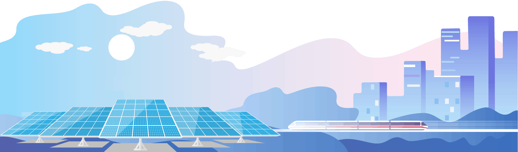 modern illustrated city solar panels