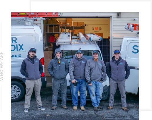 solar maintenance team in NJ standing around van smiling