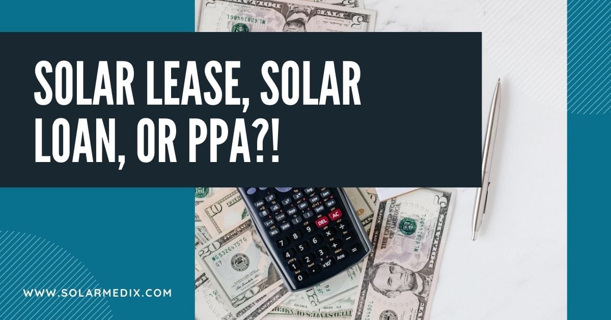 Photo of calculator for differences of solar lease, solar loan, or ppa